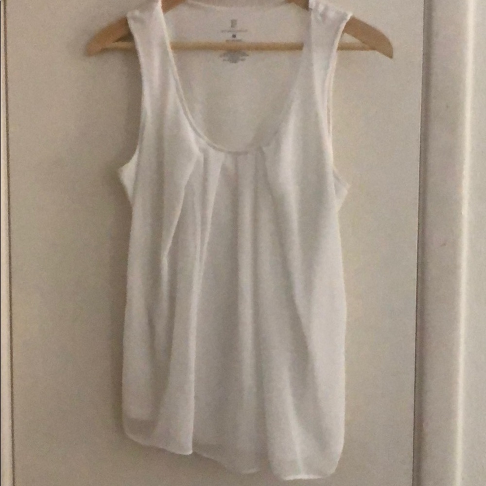 White sheer over rayon tank